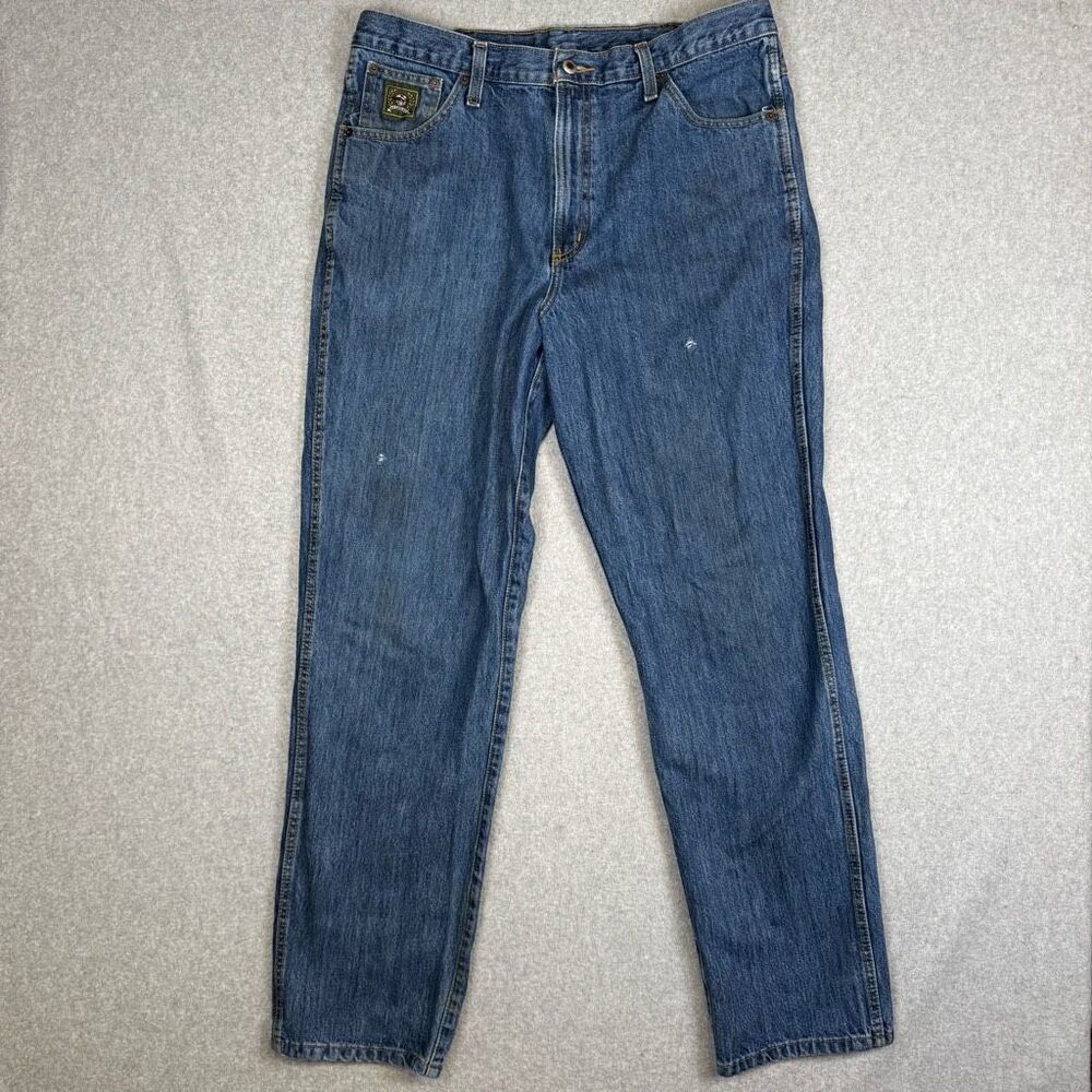 Vintage Cinch Up Men's Size 36x34 Blue Denim Relaxed Straight Leg Jeans